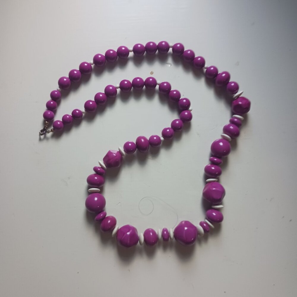 Magenta Beaded Necklace 29" approximately